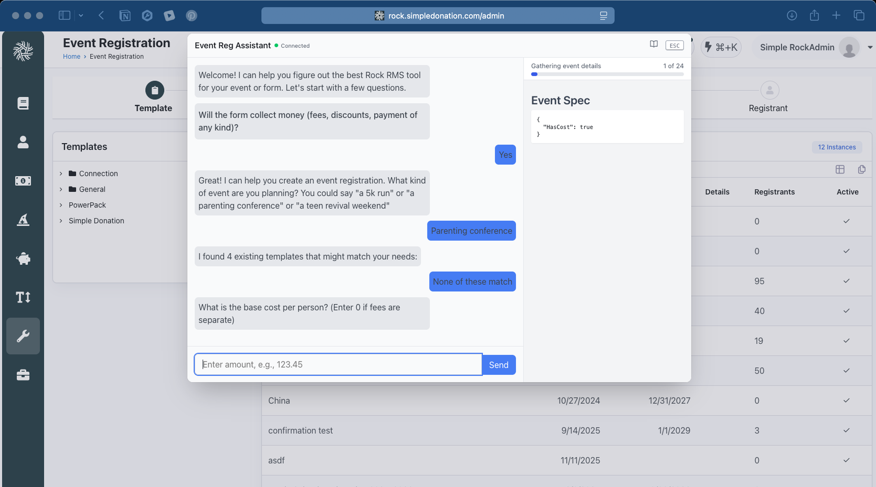 Event Reg / Form Builder screenshot